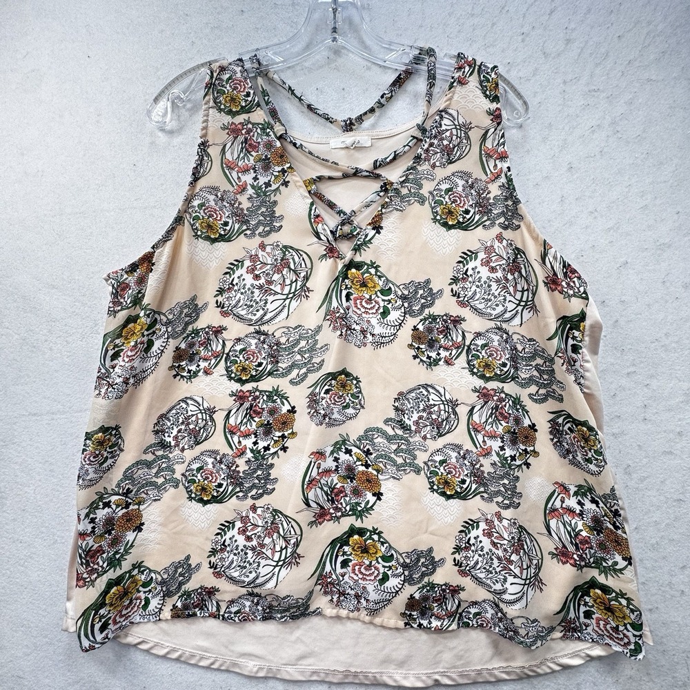 Maurice's Womens Plus XXL Sleeveless Blouse Tank Top Lined Floral Print Boho
